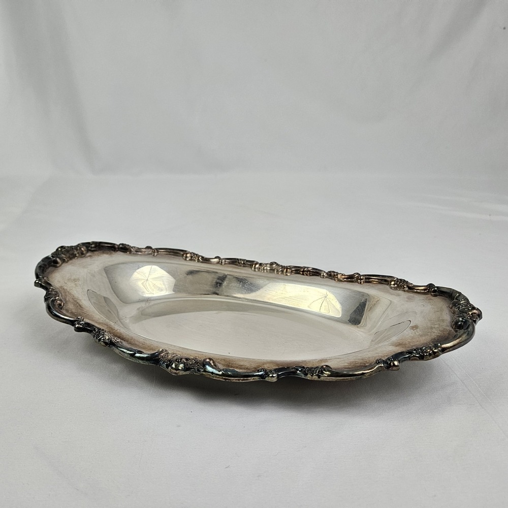 Vintage Silver Plate Serving Bowl Large Lunt Eloquence Platter Tray USA